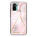 For Xiaomi Redmi Note 10 4G Marble Tempered Glass Back Cover TPU Border Case(HCBL-21)