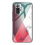 For Xiaomi Redmi Note 10 Pro / 10 Pro Max Marble Tempered Glass Back Cover TPU Border Case(HCBL-12)