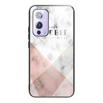 For OnePlus 9 Marble Tempered Glass Back Cover TPU Border Case(HCBL-6)
