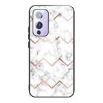 For OnePlus 9 Marble Tempered Glass Back Cover TPU Border Case(HCBL-9)