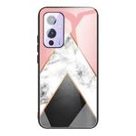 For OnePlus 9 Marble Tempered Glass Back Cover TPU Border Case(HCBL-11)