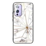 For OnePlus 9 Marble Tempered Glass Back Cover TPU Border Case(HCBL-13)
