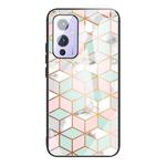 For OnePlus 9 Marble Tempered Glass Back Cover TPU Border Case(HCBL-15)