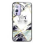 For OnePlus 9 Marble Tempered Glass Back Cover TPU Border Case(HCBL-18)