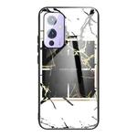 For OnePlus 9 Marble Tempered Glass Back Cover TPU Border Case(HCBL-22)