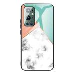 For OnePlus 9 Pro Marble Tempered Glass Back Cover TPU Border Case(HCBL-8)