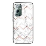For OnePlus 9 Pro Marble Tempered Glass Back Cover TPU Border Case(HCBL-9)