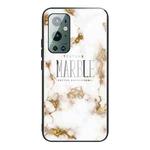 For OnePlus 9 Pro Marble Tempered Glass Back Cover TPU Border Case(HCBL-25)