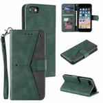 For iPhone SE 2022 / SE 2020 / 8 / 7 Stitching Calf Texture Horizontal Flip Leather Case with Holder & Card Slots & Wallet(Green)