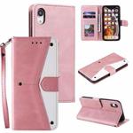 For iPhone X / XS Stitching Calf Texture Horizontal Flip Leather Case with Holder & Card Slots & Wallet(Rose Gold)