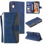 For iPhone XR Stitching Calf Texture Horizontal Flip Leather Case with Holder & Card Slots & Wallet(Dark Blue)