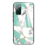 For Samsung Galaxy S20 FE Marble Tempered Glass Back Cover TPU Border Case(HCBL-7)