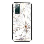 For Samsung Galaxy S20 FE Marble Tempered Glass Back Cover TPU Border Case(HCBL-13)