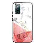 For Samsung Galaxy S20 FE Marble Tempered Glass Back Cover TPU Border Case(HCBL-24)