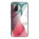 For Samsung Galaxy A02s (US Version) Marble Tempered Glass Back Cover TPU Border Case(HCBL-12)