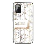 For Samsung Galaxy A02s (US Version) Marble Tempered Glass Back Cover TPU Border Case(HCBL-19)