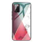 For Samsung Galaxy A02s (EU Version) Marble Tempered Glass Back Cover TPU Border Case(HCBL-12)