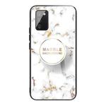 For Samsung Galaxy A02s (EU Version) Marble Tempered Glass Back Cover TPU Border Case(HCBL-16)