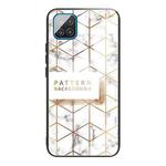 For Samsung Galaxy A12 5G Marble Tempered Glass Back Cover TPU Border Case(HCBL-19)