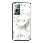 For Samsung Galaxy A32 4G Marble Tempered Glass Back Cover TPU Border Case(HCBL-16)