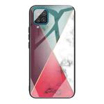 For Samsung Galaxy A42 5G Marble Tempered Glass Back Cover TPU Border Case(HCBL-12)