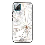 For Samsung Galaxy A42 5G Marble Tempered Glass Back Cover TPU Border Case(HCBL-13)