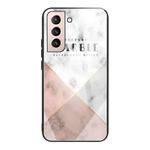 For Samsung Galaxy S21 5G Marble Tempered Glass Back Cover TPU Border Case(HCBL-6)