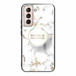 For Samsung Galaxy S21 5G Marble Tempered Glass Back Cover TPU Border Case(HCBL-16)