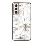 For Samsung Galaxy S21+ 5G Marble Tempered Glass Back Cover TPU Border Case(HCBL-13)