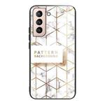 For Samsung Galaxy S21+ 5G Marble Tempered Glass Back Cover TPU Border Case(HCBL-19)