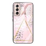 For Samsung Galaxy S21+ 5G Marble Tempered Glass Back Cover TPU Border Case(HCBL-21)