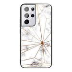 For Samsung Galaxy S21 Ultra 5G Marble Tempered Glass Back Cover TPU Border Case(HCBL-13)