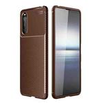 For Sony Xperia 10 III Carbon Fiber Texture Shockproof TPU Case(Brown)