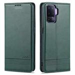 For OPPO A94 / F19 Pro / Reno5 Lite AZNS Magnetic Calf Texture Horizontal Flip Leather Case with Card Slots & Holder & Wallet(Dark Green)