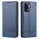 For OPPO A94 / F19 Pro / Reno5 Lite AZNS Magnetic Calf Texture Horizontal Flip Leather Case with Card Slots & Holder & Wallet(Dark Blue)