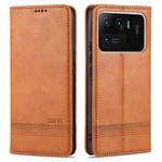 For Xiaomi Mi 11 Ultra AZNS Magnetic Calf Texture Horizontal Flip Leather Case with Card Slots & Holder & Wallet(Light Brown)