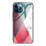 For iPhone 11 Pro Marble Tempered Glass Back Cover TPU Border Case (HCBL-12)