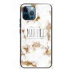 For iPhone 11 Pro Marble Tempered Glass Back Cover TPU Border Case (HCBL-25)
