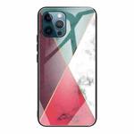 For iPhone 11 Pro Max Marble Tempered Glass Back Cover TPU Border Case (HCBL-12)