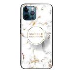 For iPhone 11 Pro Max Marble Tempered Glass Back Cover TPU Border Case (HCBL-16)
