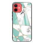 For iPhone 12 mini Marble Tempered Glass Back Cover TPU Border Case (HCBL-7)
