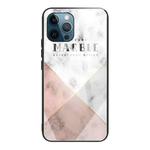 For iPhone 12 / 12 Pro Marble Tempered Glass Back Cover TPU Border Case(HCBL-6)
