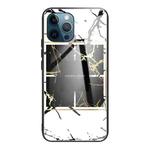 For iPhone 12 / 12 Pro Marble Tempered Glass Back Cover TPU Border Case(HCBL-22)