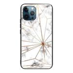 For iPhone 12 Pro Max Marble Tempered Glass Back Cover TPU Border Case(HCBL-13)