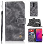 For Xiaomi Redmi K20 Pro Retro Copper Button Crazy Horse Horizontal Flip PU Leather Case with Holder & Card Slots & Wallet & Lanyard(Gray)