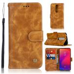 For Xiaomi Redmi K20 Pro Retro Copper Button Crazy Horse Horizontal Flip PU Leather Case with Holder & Card Slots & Wallet & Lanyard(Gold Yellow)