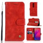 For Xiaomi Redmi K20 Pro Retro Copper Button Crazy Horse Horizontal Flip PU Leather Case with Holder & Card Slots & Wallet & Lanyard(Red)