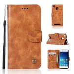 For Xiaomi Redmi 3S Retro Copper Button Crazy Horse Horizontal Flip PU Leather Case with Holder & Card Slots & Wallet & Lanyard(Gold Yellow)