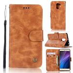 For Xiaomi Redmi 4 Retro Copper Button Crazy Horse Horizontal Flip PU Leather Case with Holder & Card Slots & Wallet & Lanyard(Gold Yellow)