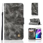 For Xiaomi Redmi 4A Retro Copper Button Crazy Horse Horizontal Flip PU Leather Case with Holder & Card Slots & Wallet & Lanyard(Gray)